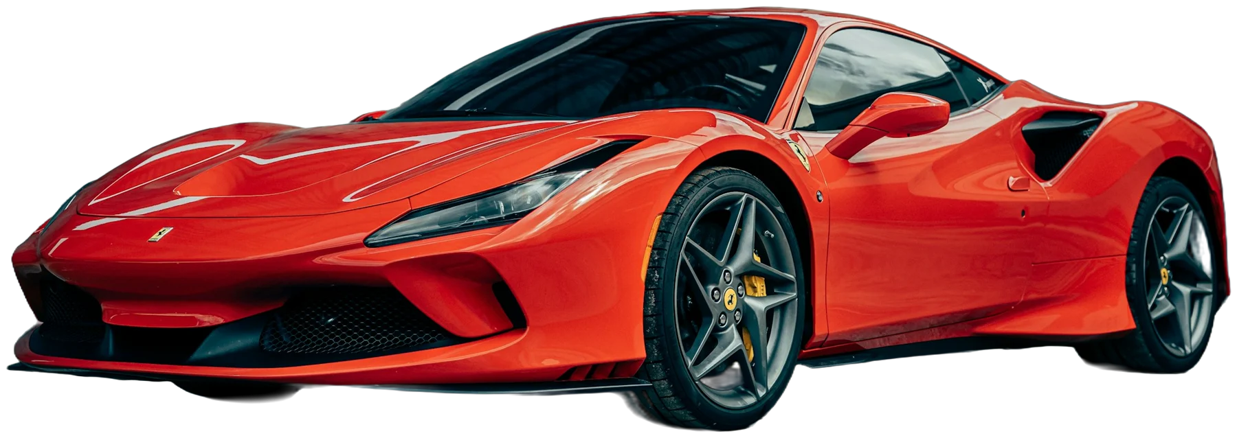 Ferrari F8 Tributo vermelha, de três quartos
